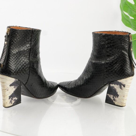 And Other Stories Womens Boots Size 39 8 Black Python Pointed Block Heel Italy - Picture 6 of 14